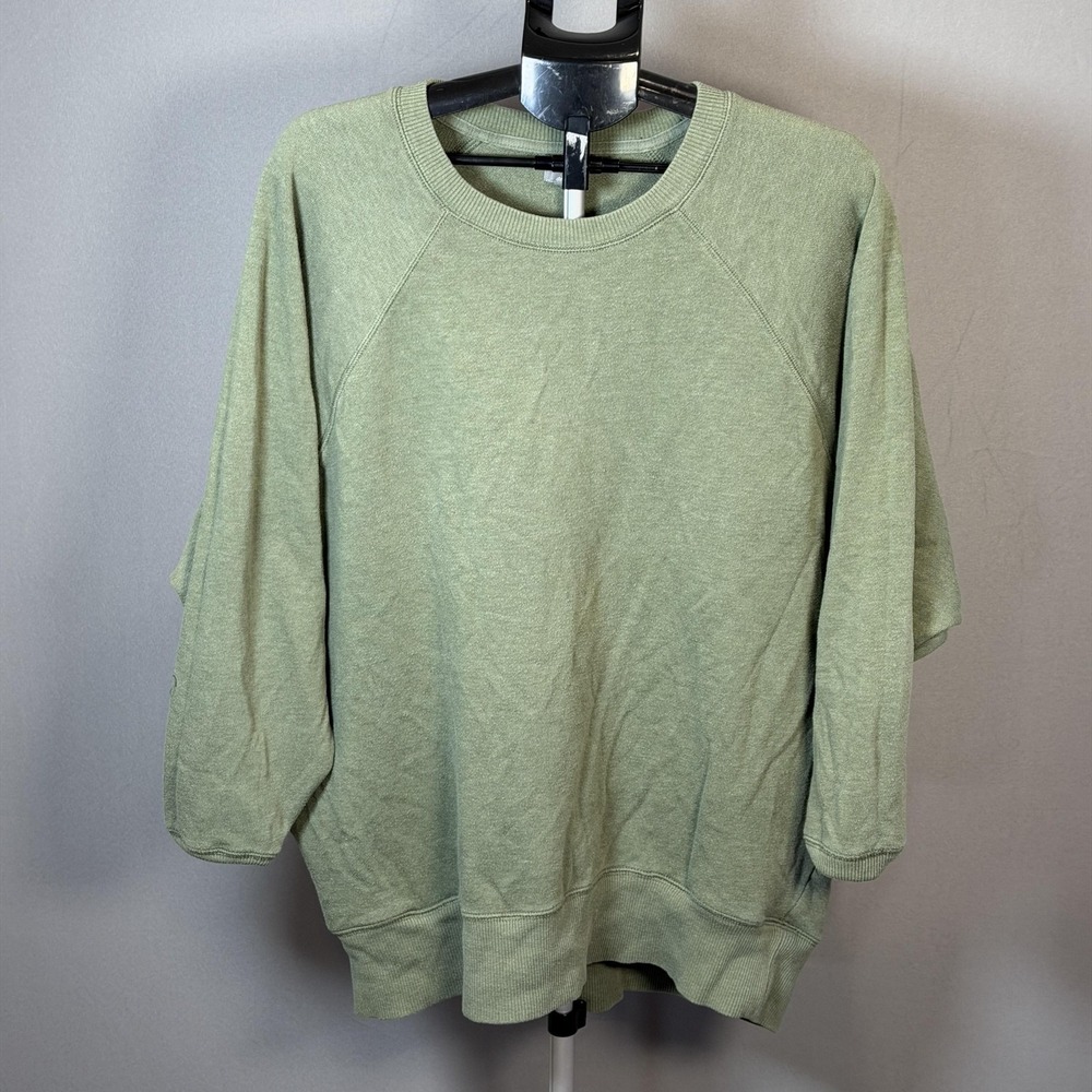 Aerie Sweatshirt Womens XL Green Fleece Crewneck Raglan Pullover Relaxed Fit